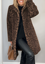 Women's Winter Coat Plush Leopard Print Lightweight Puffer