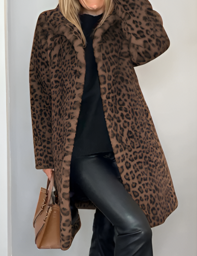 Women's Winter Coat Plush Leopard Print Lightweight Puffer