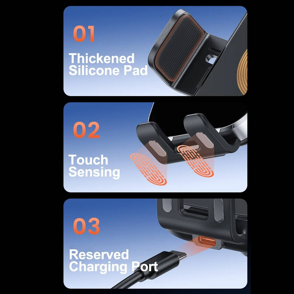 15W Fast Wireless Car Phone Holder with Touch Sensing Auto Grip – Universal Car Mount for Easy Charging 4
