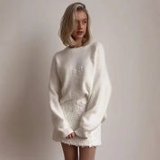 Women's Elegant Floral Knit Sweater Comfortable Soft Fabric