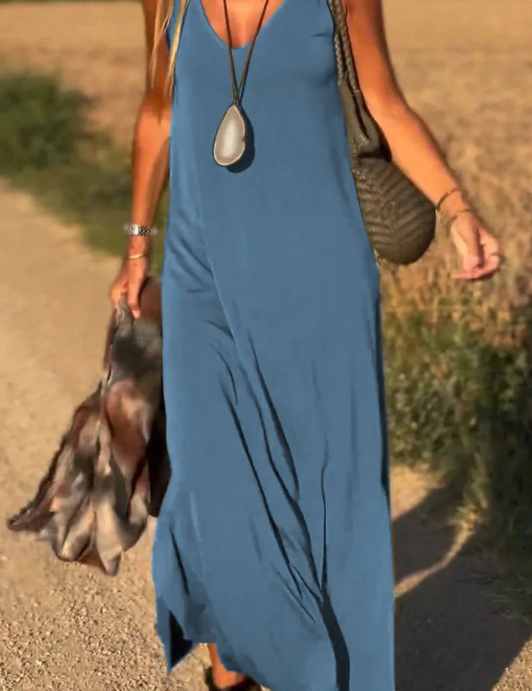 Women's Sleeveless Maxi Dress for Summer Comfort Polyester