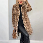 Women's Winter Coat Plush Leopard Print Lightweight Puffer