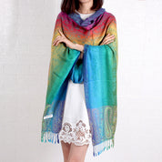 Women's Elegant Jacquard Scarf Lightweight Linen