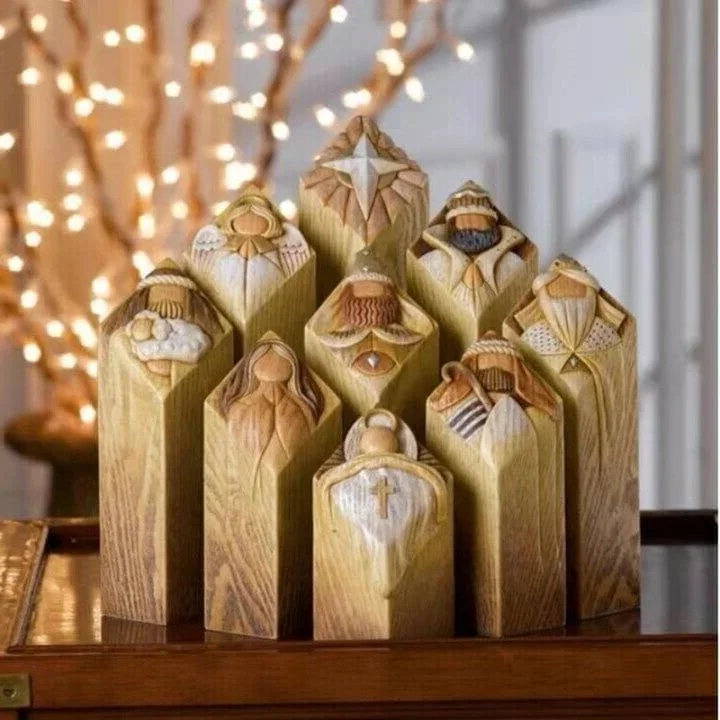 9 pcs. heavenly nativity scene pillar statue 0