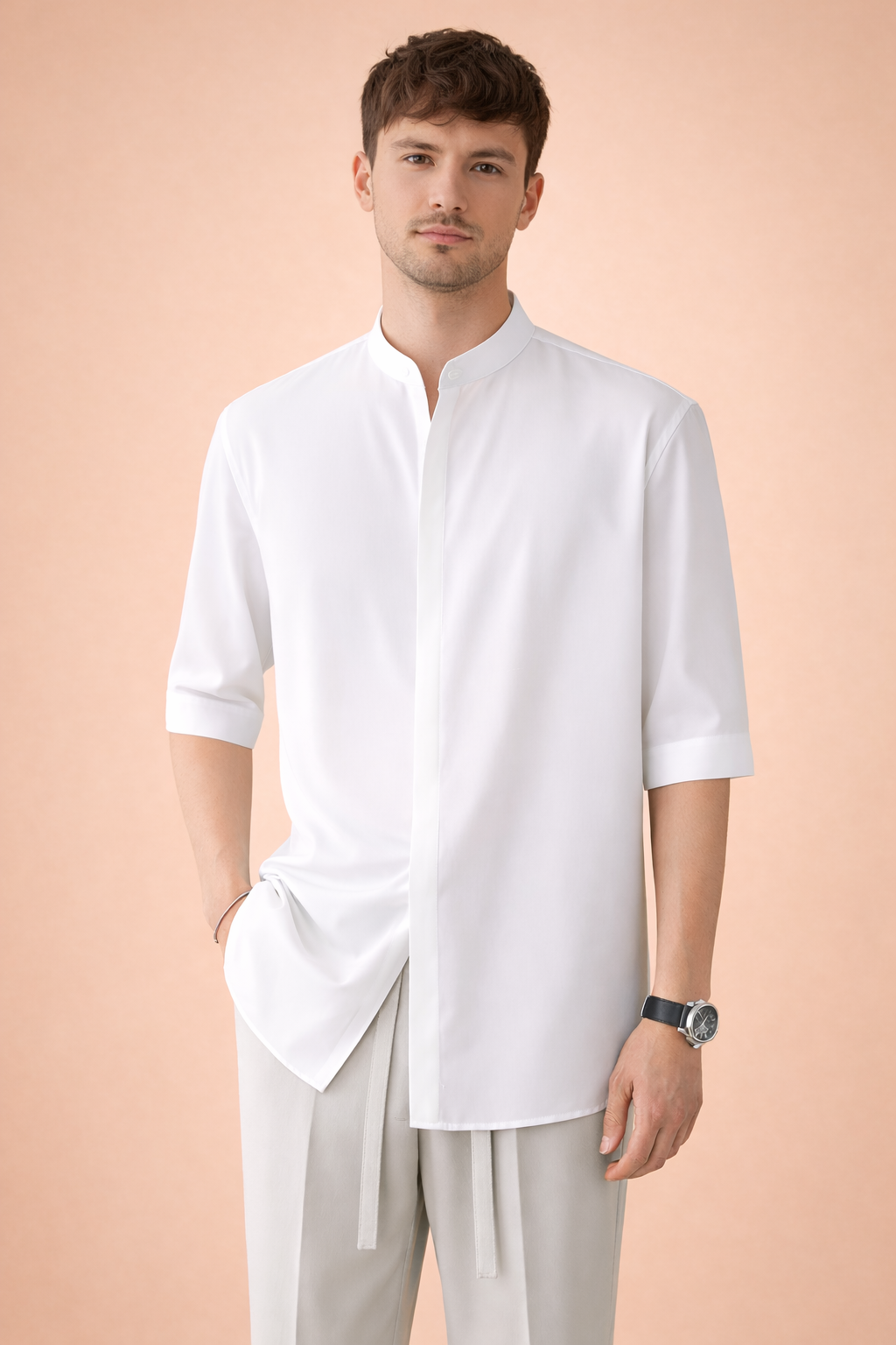 Adam| Minimalist Stand-Up Collar Shirt 0