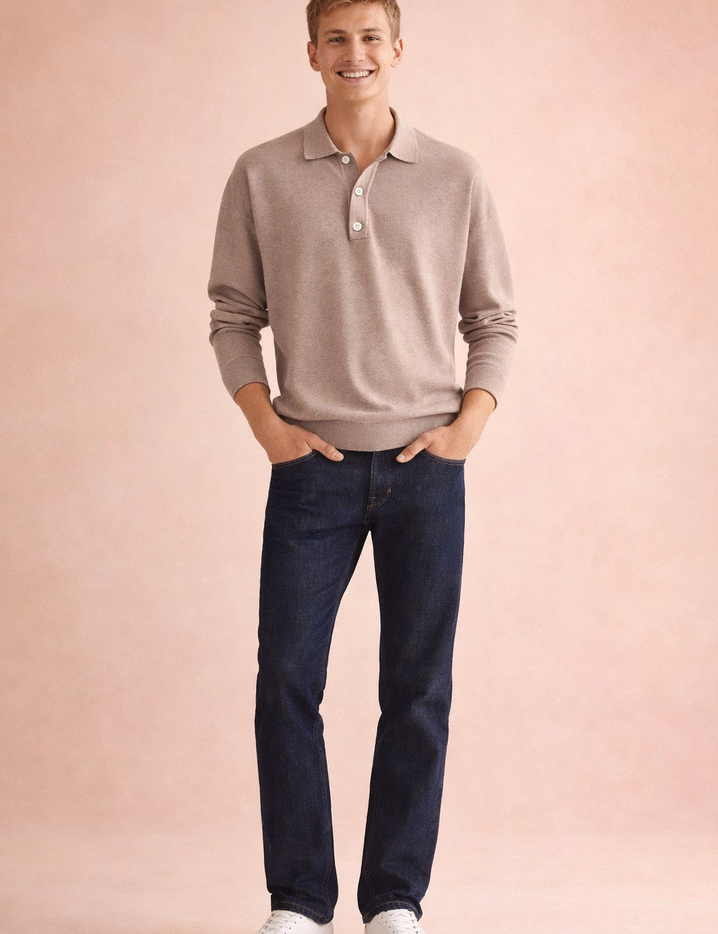 Adam | Men's loose-fitting long-sleeved polo shirt 0