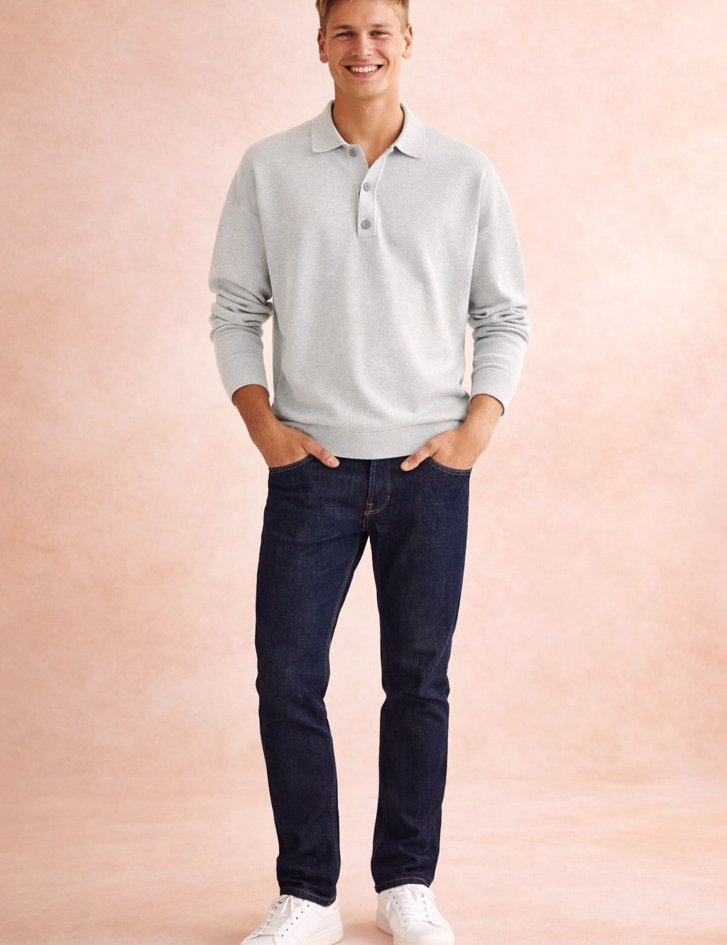 Adam | Men's loose-fitting long-sleeved polo shirt 1