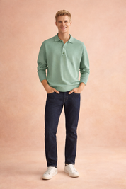 Adam | Men's loose-fitting long-sleeved polo shirt 2