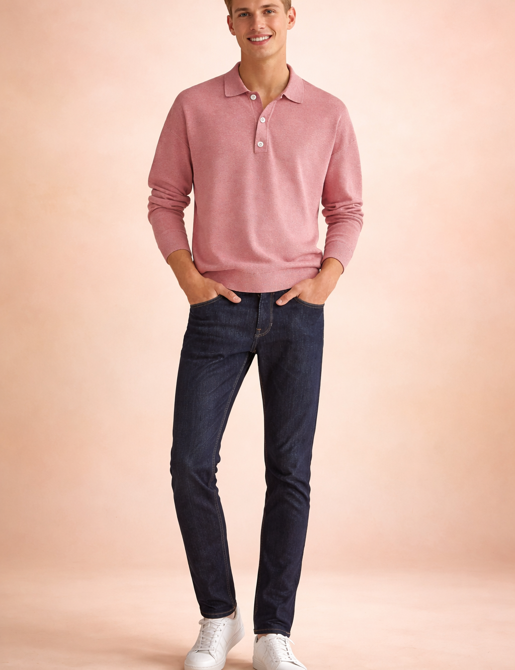 Adam | Men's loose-fitting long-sleeved polo shirt 3