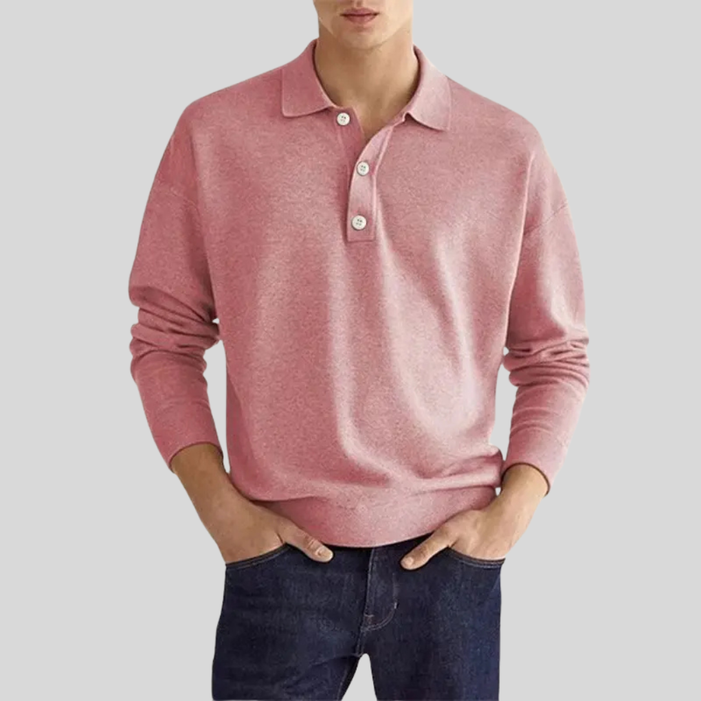 Adam | Men's loose-fitting long-sleeved polo shirt 5