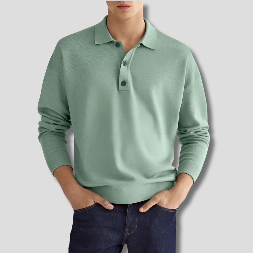 Adam | Men's loose-fitting long-sleeved polo shirt 6