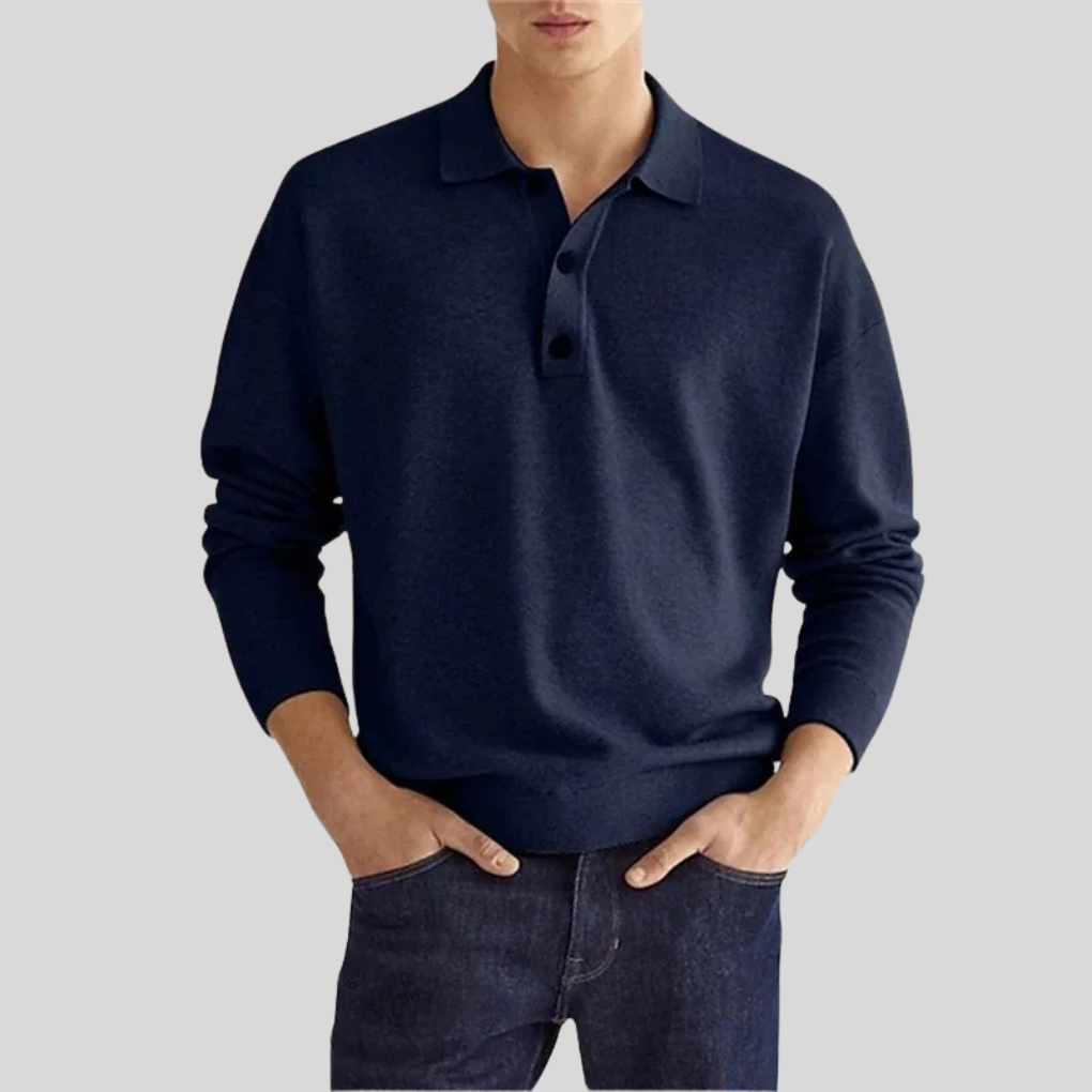 Adam | Men's loose-fitting long-sleeved polo shirt 7