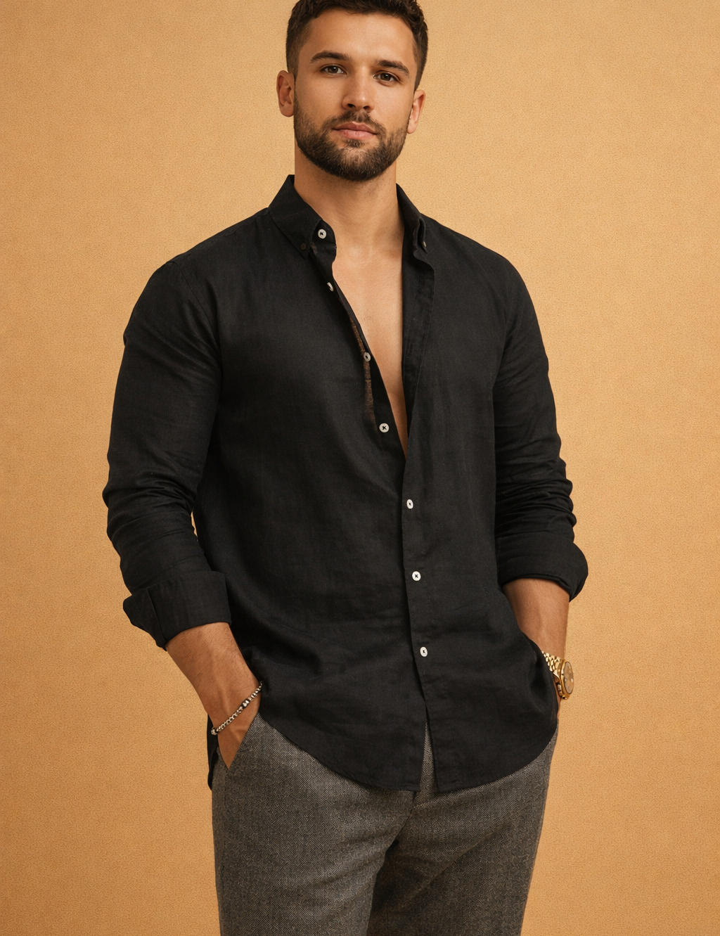 Adrian | Men's smart casual long sleeve polo shirt 2