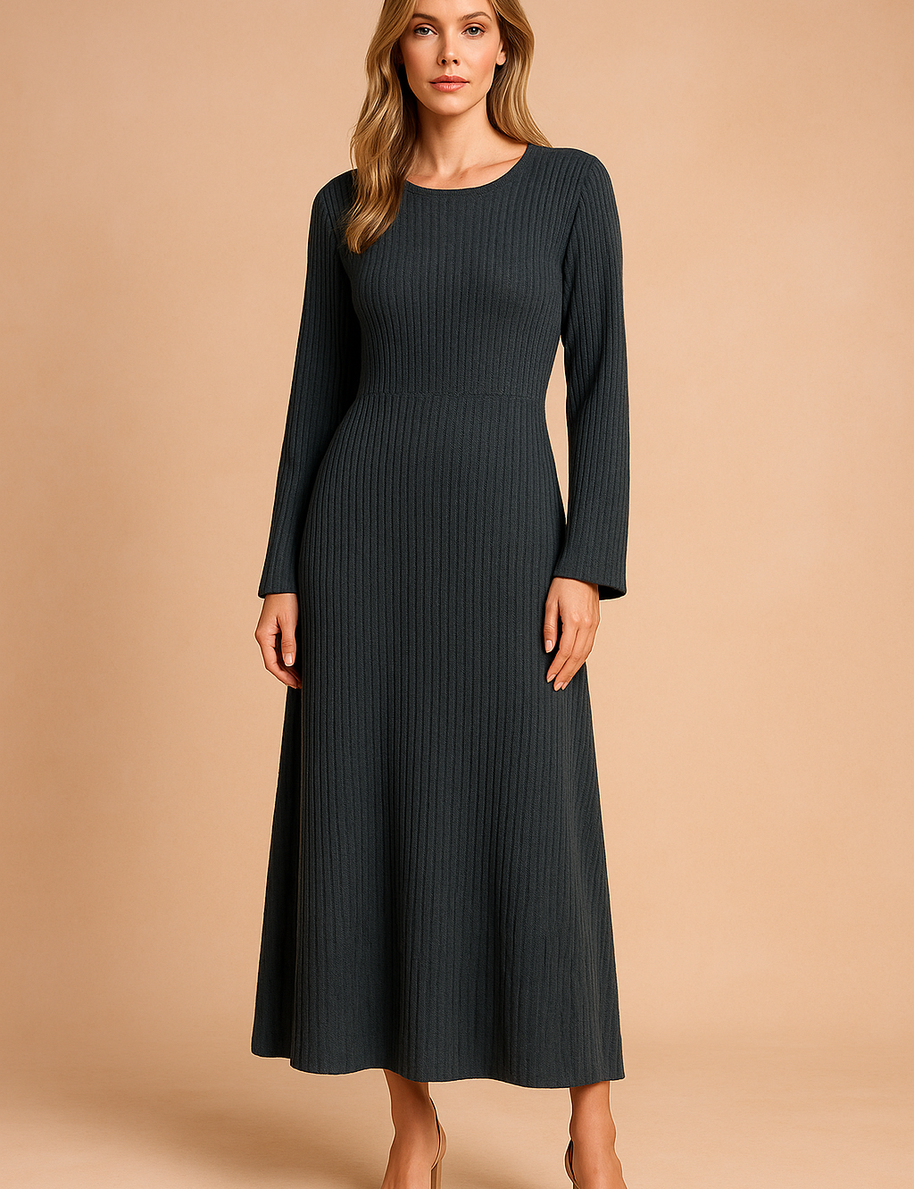 Allyson | Women's Long Puff Sleeve Sweater Dress 2