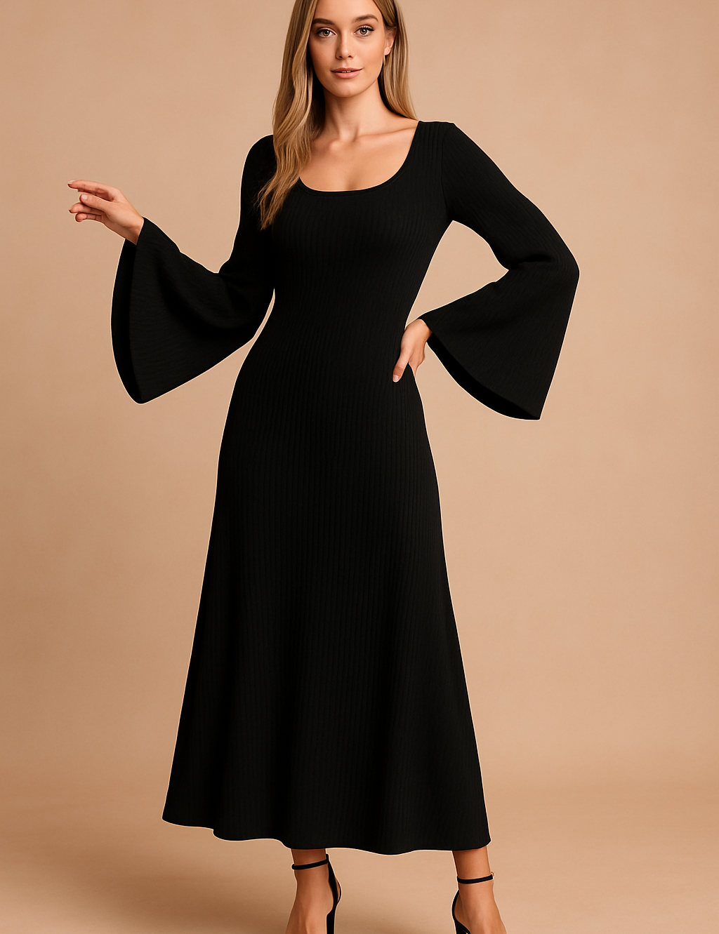 Allyson | Women's Long Puff Sleeve Sweater Dress 3