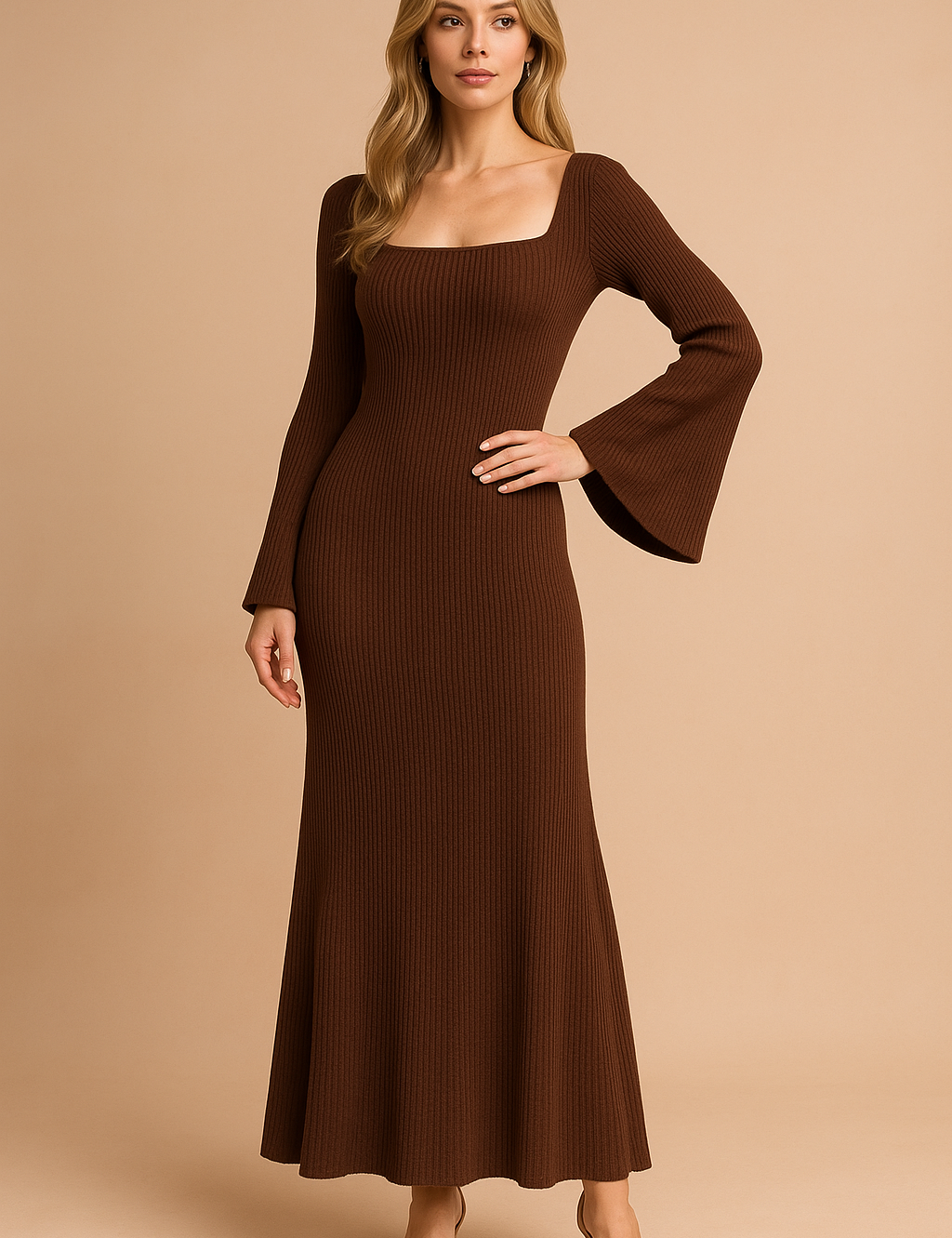 Allyson | Women's Long Puff Sleeve Sweater Dress 4