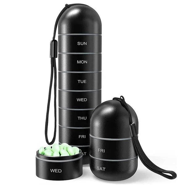 Aluminum 7-day portable pill organizer for travel, pill box pill container 4