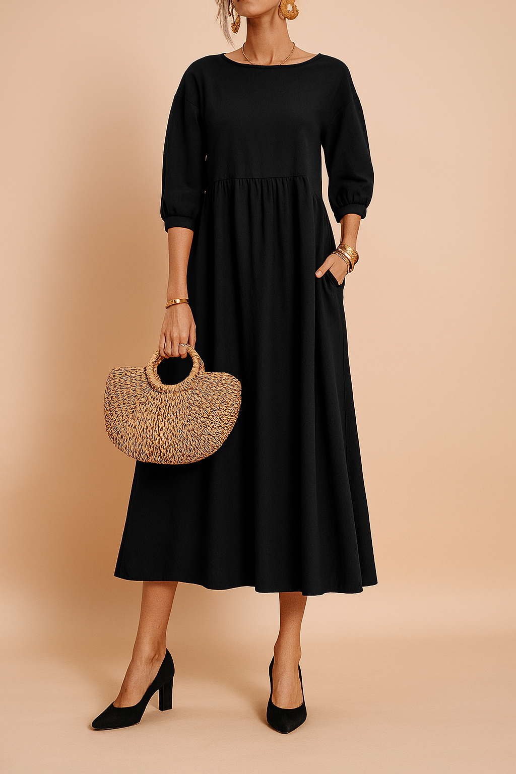 Amabel | Elegant Midi Dress with 3/4 Sleeves 4