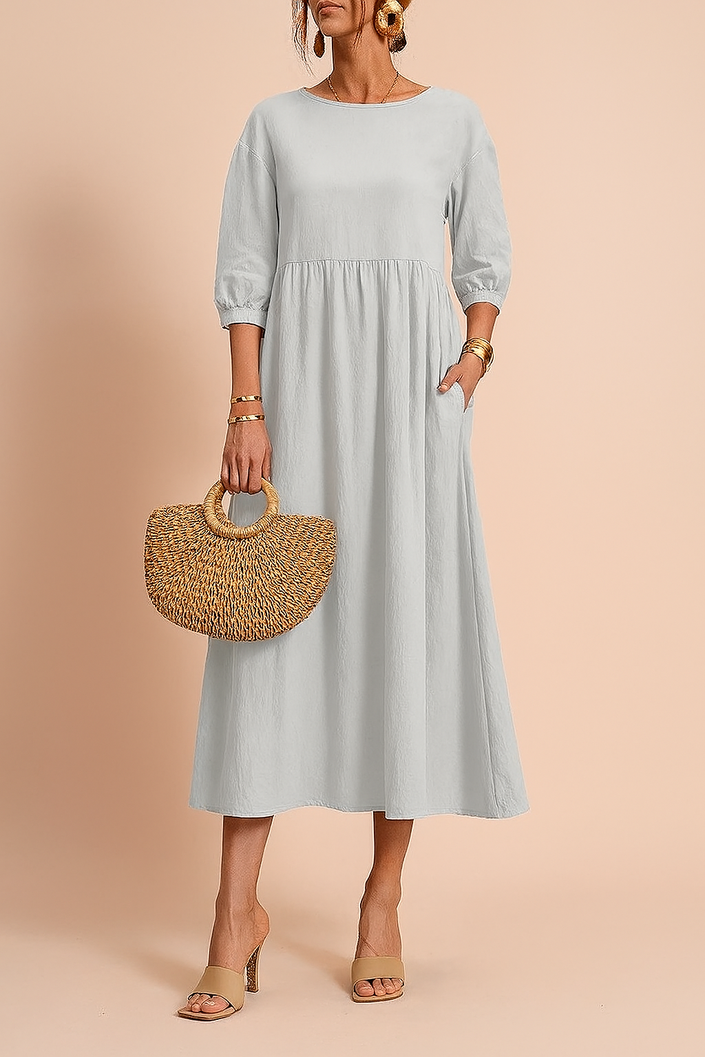 Amabel | Elegant Midi Dress with 3/4 Sleeves 7