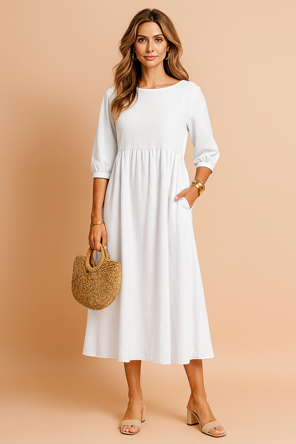 Amabel | Elegant Midi Dress with 3/4 Sleeves 9