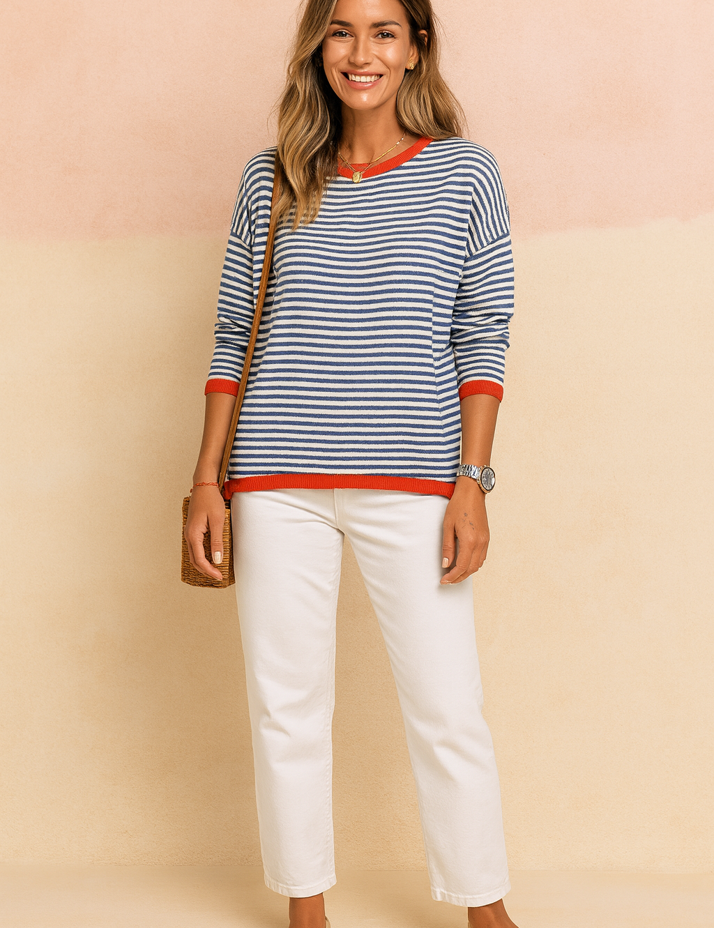 Amelia | Striped sweater with contrasting trim 1