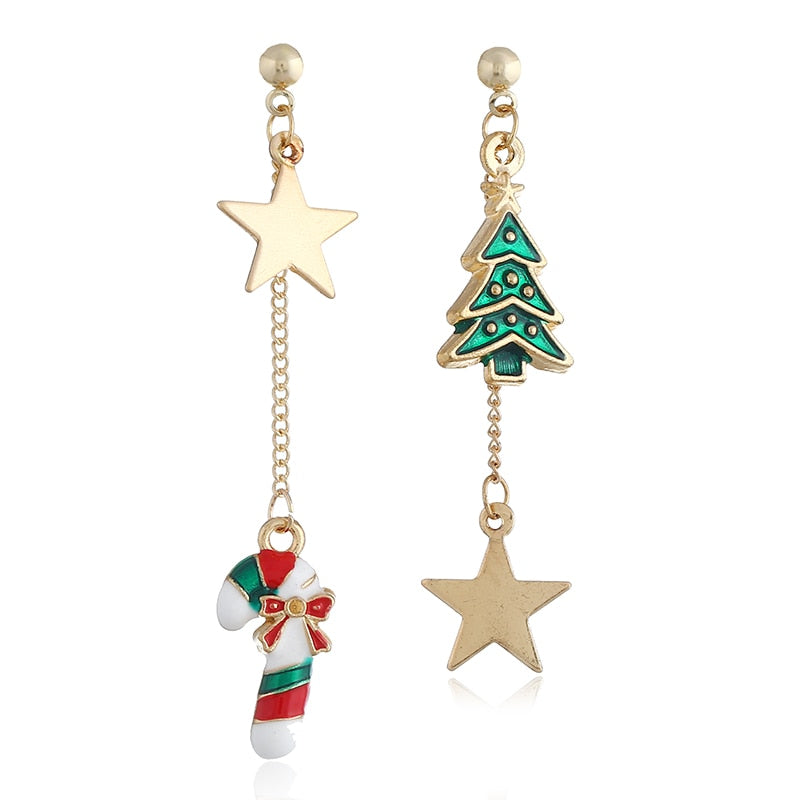 Asymmetrical Christmas earrings for women 0