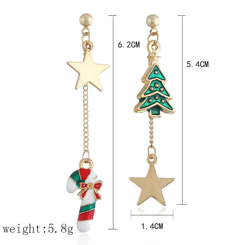 Asymmetrical Christmas earrings for women 1
