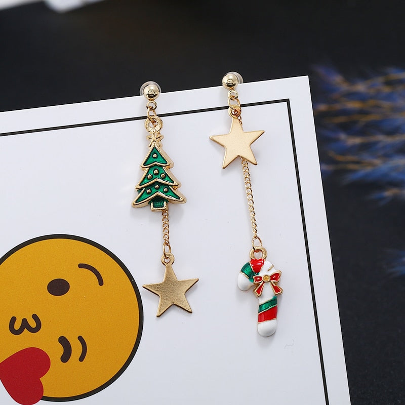 Asymmetrical Christmas earrings for women 2