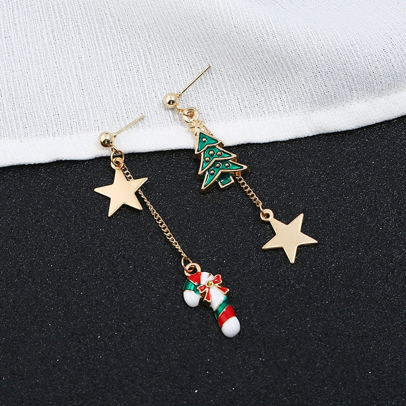Asymmetrical Christmas earrings for women 3