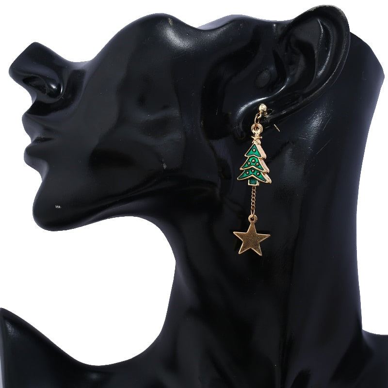 Asymmetrical Christmas earrings for women 4