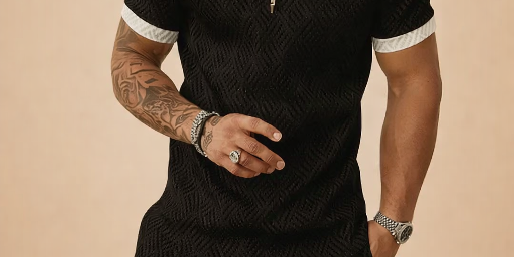 Azuro | Men's Collared T-Shirt and Shorts Set 0