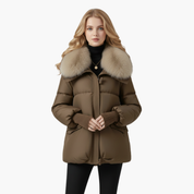 Black Puffer Jacket Women with Faux Fur Collar - Stylish Women's Winter Coats for Cold Weather 1