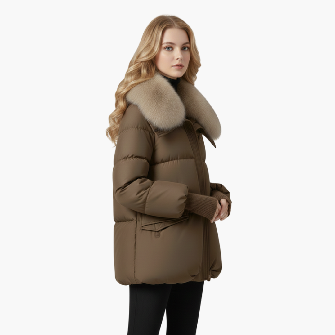 Black Puffer Jacket Women with Faux Fur Collar - Stylish Women's Winter Coats for Cold Weather 2