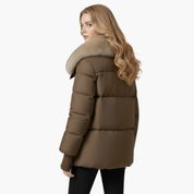 Black Puffer Jacket Women with Faux Fur Collar - Stylish Women's Winter Coats for Cold Weather 3
