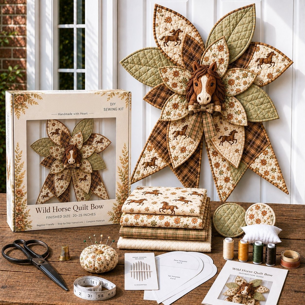 Bow Sewing Kit Türkranz-Nähset | Herbstmotiv | Komplett & Für Anfänger Geeignet | FoxStitch 15