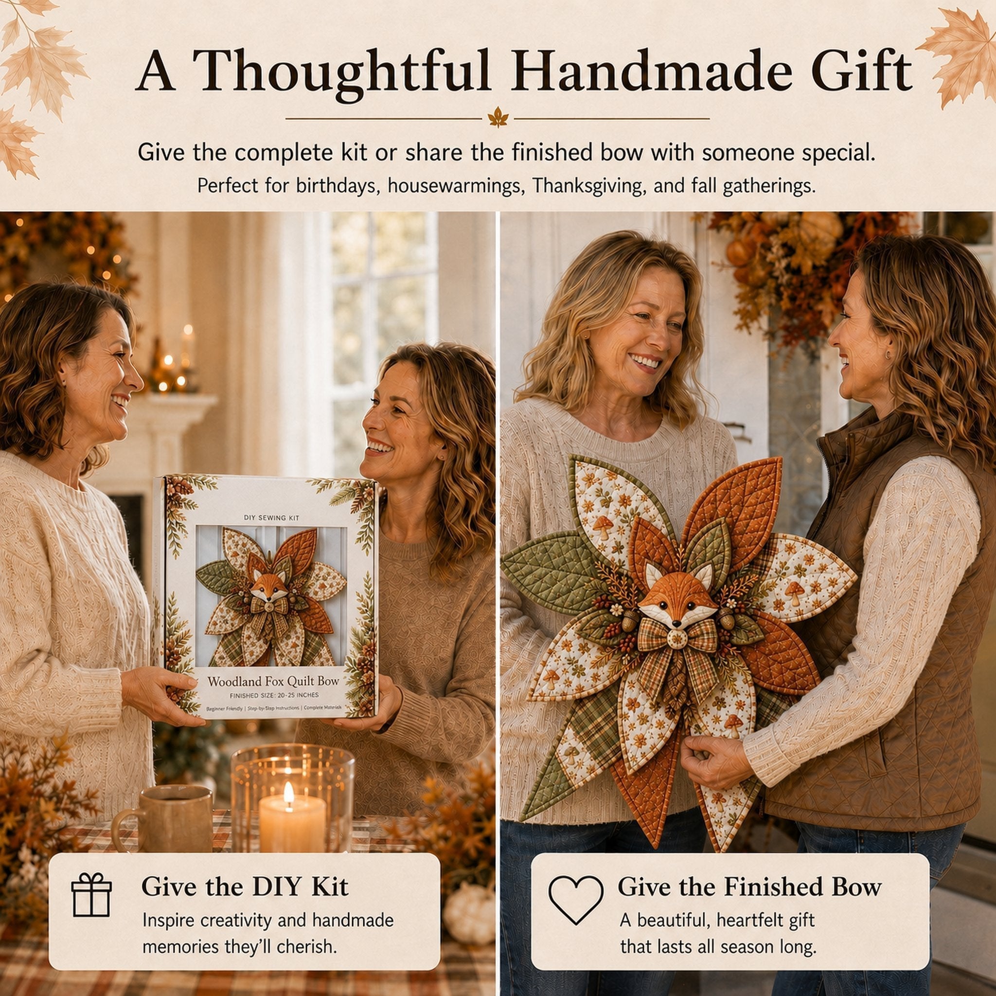 Bow Sewing Kit Türkranz-Nähset | Herbstmotiv | Komplett & Für Anfänger Geeignet | FoxStitch 5