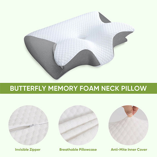 Butterfly Memory Foam Neck Pillow with Armrests for Side and Back Sleepers 3
