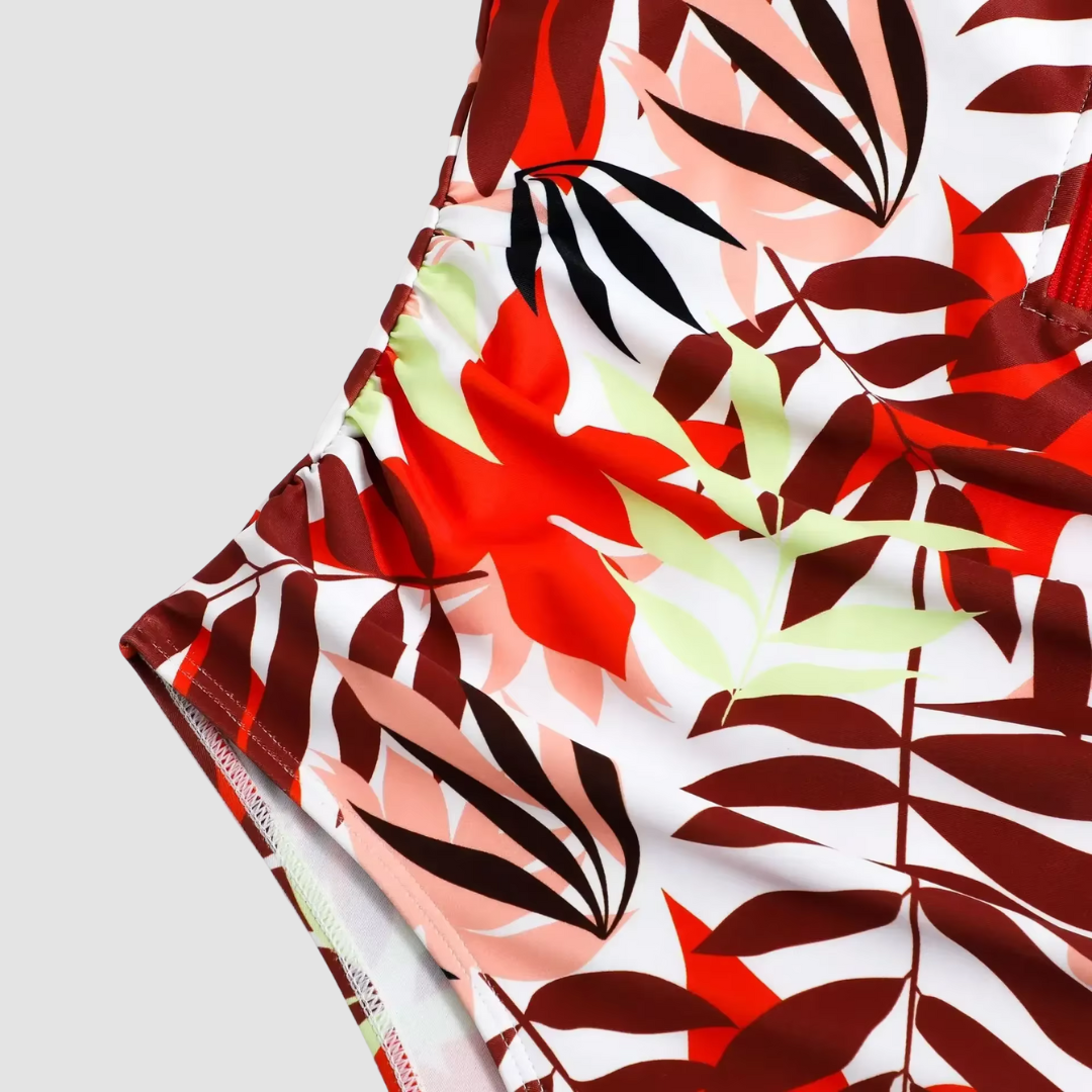 Camouflage bandeau swimsuit with zipper 4