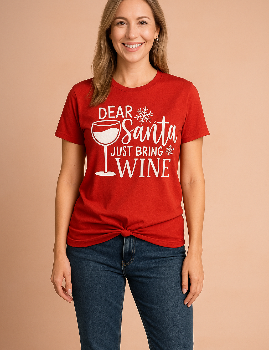 Caroline T-shirt | "Dear Santa, Bring Wine" 0