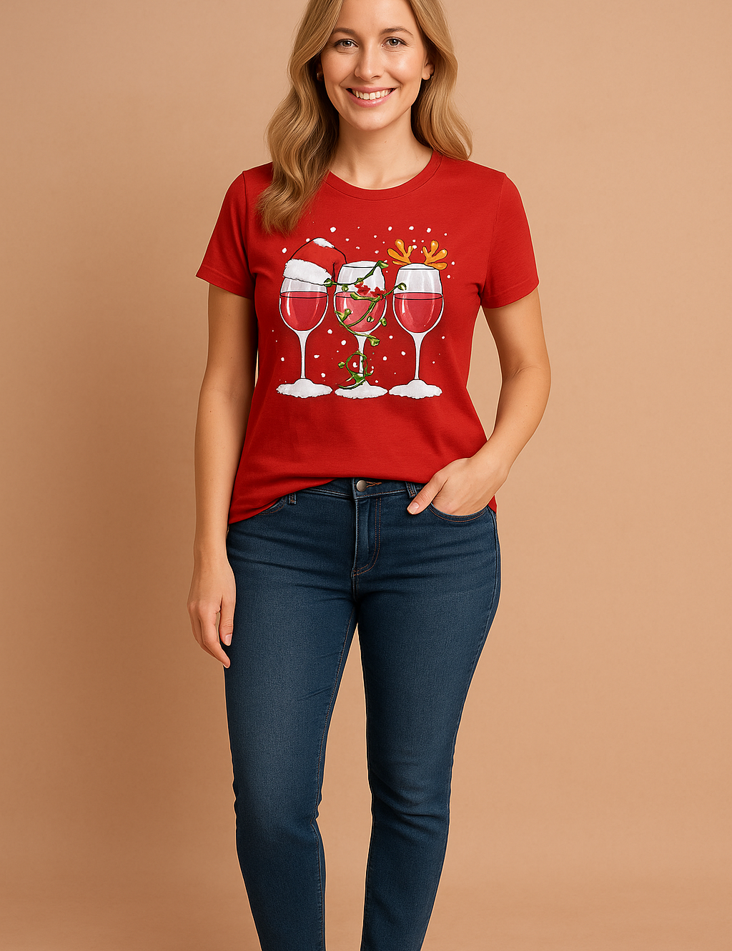 Caroline T-shirt | "Dear Santa, Bring Wine" 1