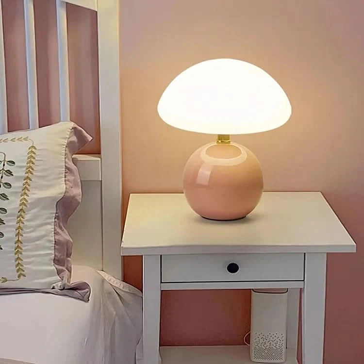 Ceramic LED Table Lamp, Mushroom Design with Adjustable Color Temperature for Bedside or Desk – Blush Cloud Finish 5
