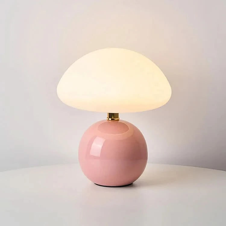 Ceramic LED Table Lamp, Mushroom Design with Adjustable Color Temperature for Bedside or Desk – Blush Cloud Finish 7