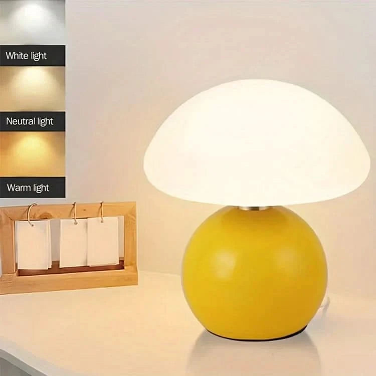 Ceramic LED Table Lamp, Mushroom Design with Adjustable Color Temperature for Bedside or Desk – Blush Cloud Finish 9