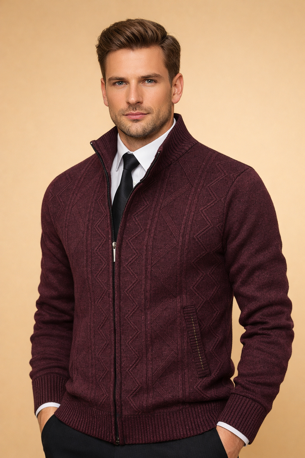 Landon | Men's Quilted Zip-Up Knit Vest Sweater