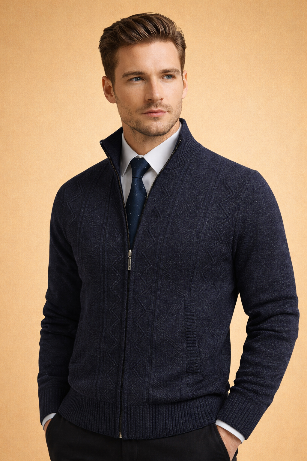 Landon | Men's Quilted Zip-Up Knit Vest Sweater