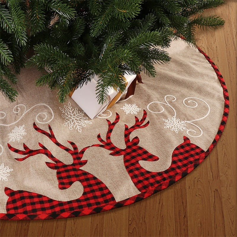 Checkered SHULU Christmas tree base decoration in linen 1