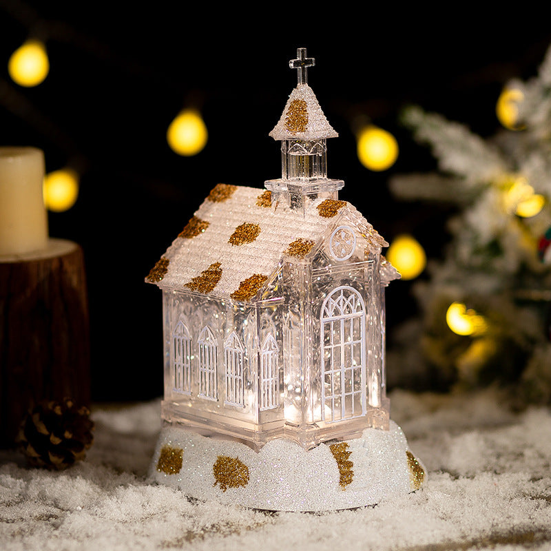 Christmas Decorations Crystal Church House Music Box Ornaments 0