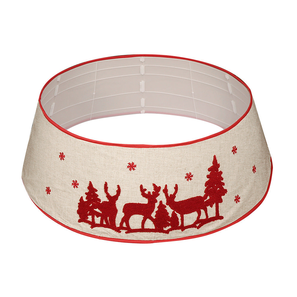 Christmas Elk Tree Skirt Wooden Foldable Decoration 0