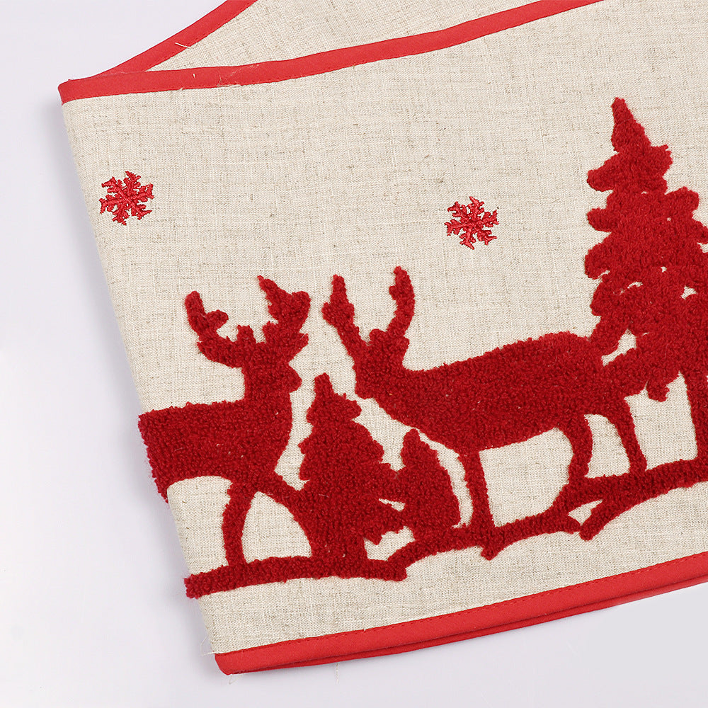 Christmas Elk Tree Skirt Wooden Foldable Decoration 2