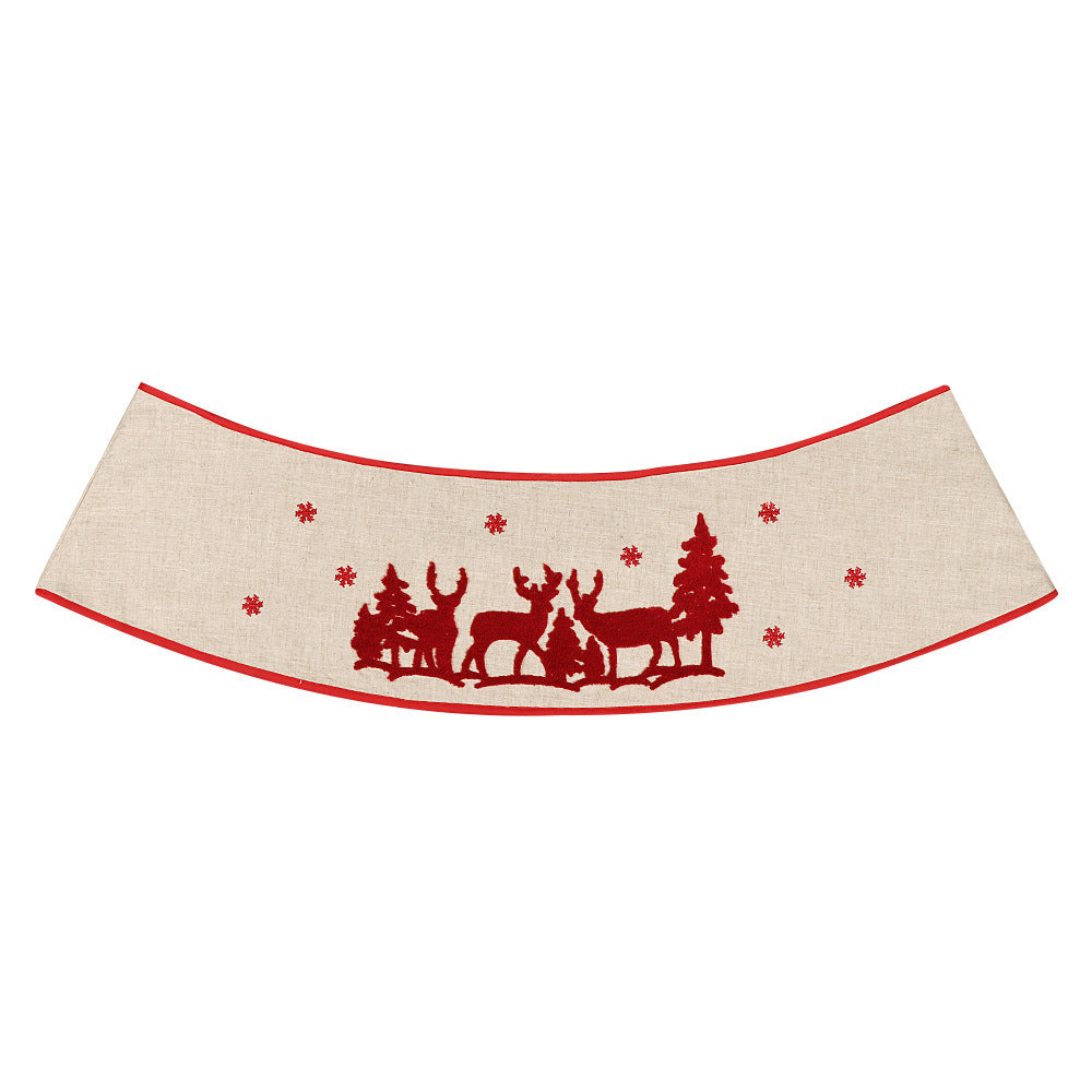 Christmas Elk Tree Skirt Wooden Foldable Decoration 3